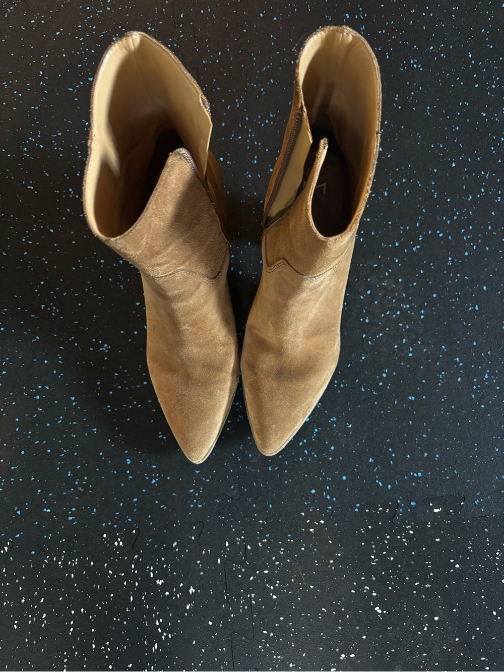 Marc Fisher Tan Suede Pointed Ankle Booties